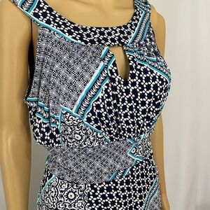 Enfocus Studio Navy and White Sleeveless Dress, size 12, excellent condition